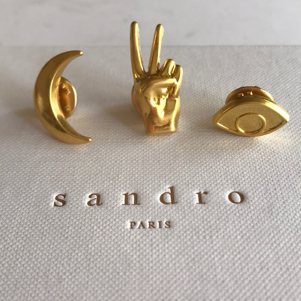 Sandro Paris pins charms 🌙✌🏼👁 3pcs NWOT